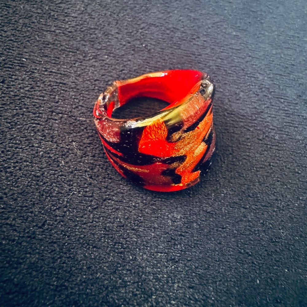 🔸 Vibrant Abstract Murano Glass Vintage Ring 🔸 - Picture 2 of 6